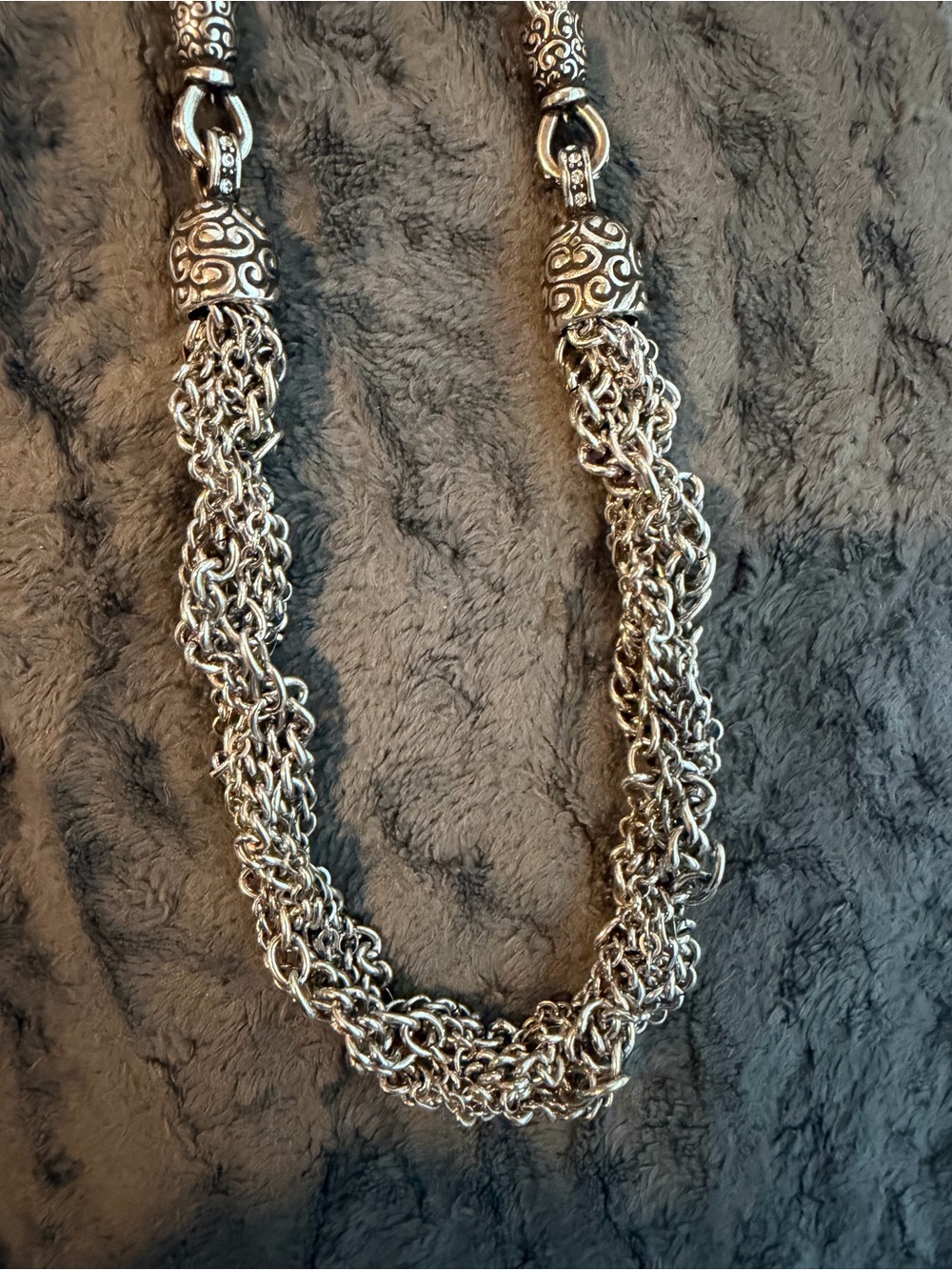 Vintage Brighton Silver-Tone Multi-Strand Twisted Chain Necklace